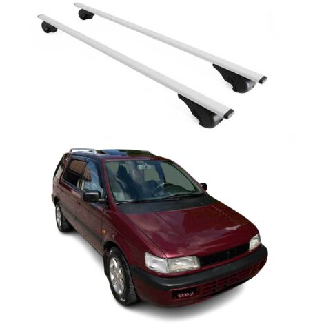 OMAC Barres de toit pour Mitsubishi Space Wagon II 1998-2004 – TÜV / DIN 75302:2019 – Antivol inclus – Charge max 75 kg – 2 barres Argent