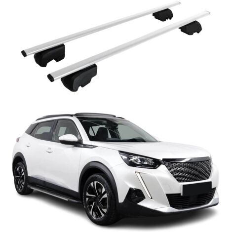 OMAC Barres de toit pour Peugeot 2008 II 2019-2026 – City Crash tested – ISO PAS 11154:2006 – Antivol inclus – Charge max 75 kg – 2 barres Argent