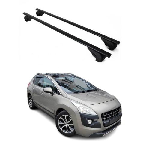 OMAC Barres de toit pour Peugeot 3008 I 2008-2016 – TÜV / DIN 75302:2019 – Antivol inclus – Charge max 75 kg – 2 barres Noir