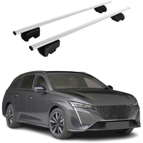 OMAC Barres de toit pour Peugeot 308 III Break 2021-2026 – City Crash tested – ISO PAS 11154:2006 – Antivol inclus – Charge max 75 kg – 2 barres Argent