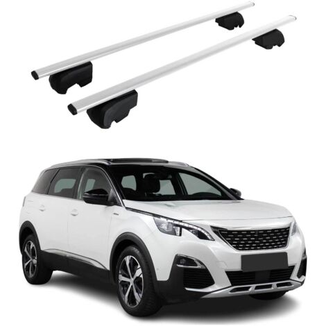 OMAC Barres de toit pour Peugeot 5008 II 2017-2024 – City Crash tested – ISO PAS 11154:2006 – Antivol inclus – Charge max 75 kg – 2 barres Argent