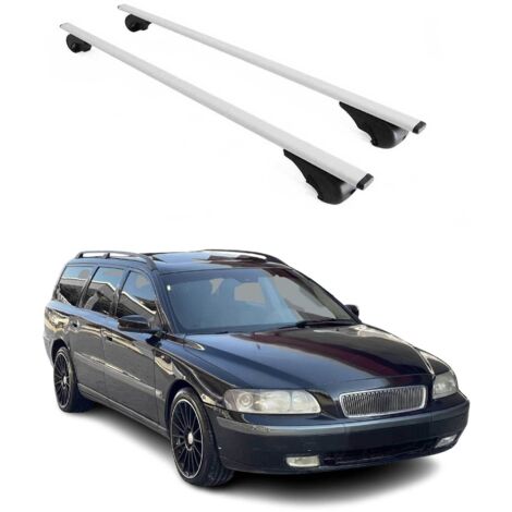 OMAC Barres de toit pour Volvo V70 II 2000-2007 – TÜV / DIN 75302:2019 – Antivol inclus – Charge max 75 kg – 2 barres Argent