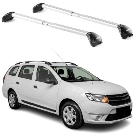 OMAC Barres de toit transversales certifiées TÜV pour Dacia Logan MCV 2012-2021 5 Portes – Verrouillables (4 antivols) – Charge max 100 kg – Sangle inox + protection caoutchouc Argent