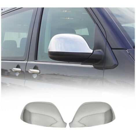 OMAC Coques de Rétroviseurs Compatible avec VW Transporter T5 2010-2015 en Acier Chromé Argent