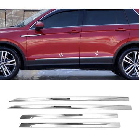 OMAC Garniture Baguette de Porte latérale pour VW Tiguan mk2 2016-2020 Pre-FL chromé INOX 4Pcs
