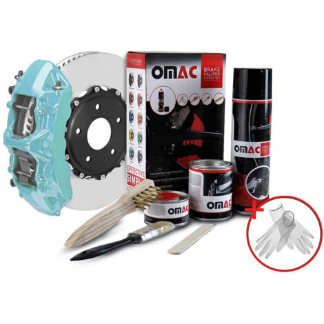 OMAC Kit Peinture Étriers de Frein Nevada Bleu – Résistant Chaleur 300°C – Set Complet Laque Epoxy – Protection Anticorrosion – Inclus: Nettoyant, Durcisseur, Brosses – Application Facile