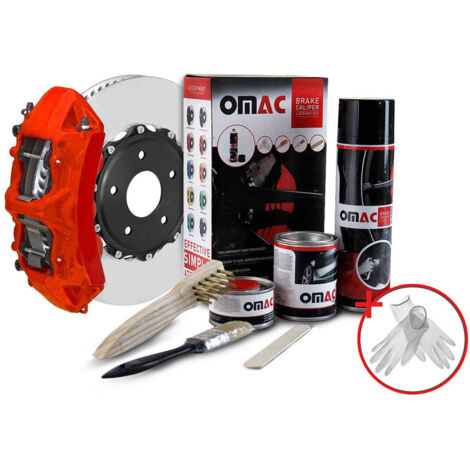OMAC Kit Peinture Étriers de Frein Rouge Mat – Résistant Chaleur 300°C – Set Complet Laque Epoxy – Protection Anticorrosion – Inclus: Nettoyant, Durcisseur, Brosses – Application Facile