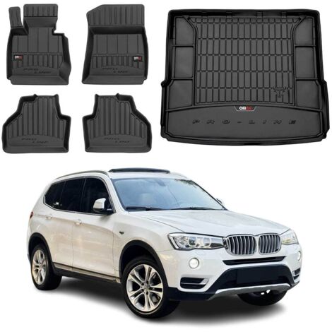 OMAC Kit Tapis de Sol et Coffre Compatible avec BMW X3 F25 2010-2017 Premium Noir