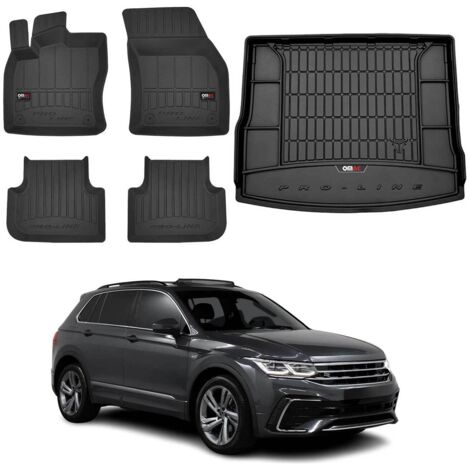 OMAC Kit Tapis de Sol et Coffre Compatible avec VW Tiguan 2016-2020 TPE Noir