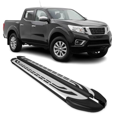 OMAC Marchepieds Latéraux pour Nissan Navara Double Cab 2016-2025 Alu Gris Noir 2Pcs