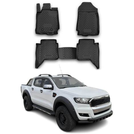 OMAC Tapis de sol pour Ford Ranger T6 2012-2022 DoubleCab caoutchouc Noir