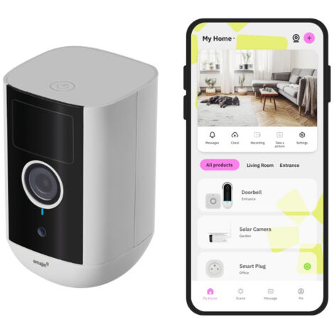 OMAJIN by Netatmo, Videocamera di Sorveglianza Esterna e Interna wireless 2K, visione 140°, IP65, SD/Cloud 64 GB, rilevamento movimenti/persone, batteria 9600mAh, audio bidirezionale, OWC-01