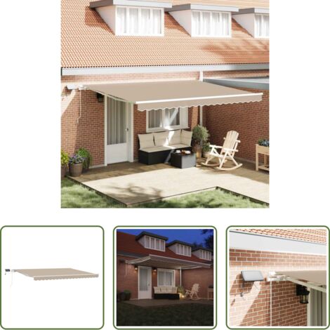 Ombra all'aperto -  Tenda Retrattile Beige 450 × 300 cm Tessuto e acciaio