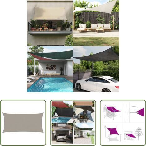 Ombra dal sole -  Vela Parasole 160 g/m² Rettangolare Grigio Chiaro 3x6 m in HDPE