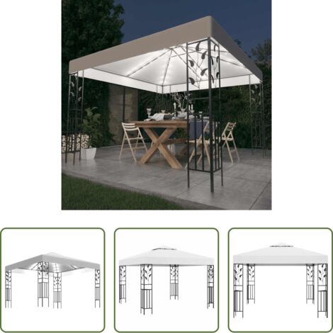 Ombra esterna -  Gazebo con Luci LED a Stringa 3x3 m Bianco