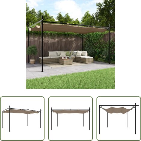 Ombra esterna - Pergola con Tetto Retrattile Tortora 395x292x230 cm