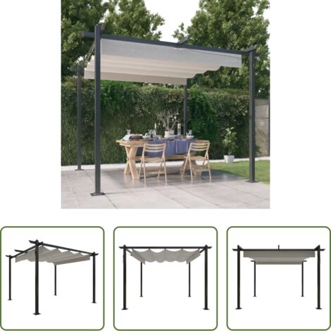 Ombra esterna -  Pergola da Giardino con Tetto Retrattile 3x3 m Crema