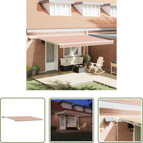 Ombra esterna -  Tenda Retrattile Multicolore 450 × 300 cm Tessuto e acciaio