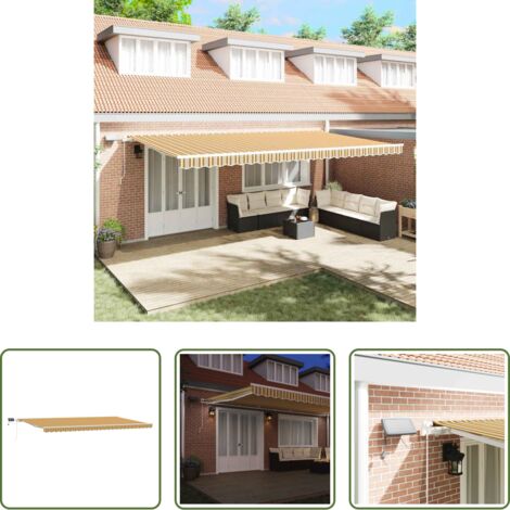 Ombra esterna -  Tenda Retrattile Multicolore 600 × 350 cm Tessuto e acciaio