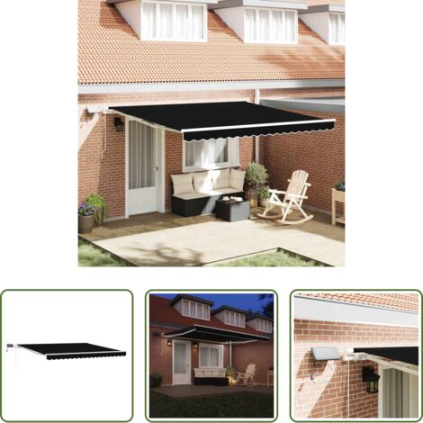 Ombra esterna -  Tenda Retrattile Nero 400 × 300 cm Tessuto e acciaio