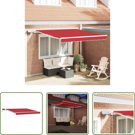 Ombra esterna -  Tenda Retrattile Rosso 350 x 250 cm Tessuto e acciaio