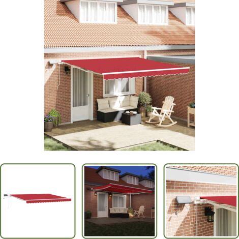 Ombra esterna -  Tenda Retrattile Rosso 400 × 300 cm Tessuto e acciaio