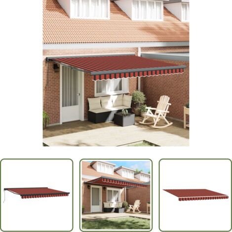 Ombra esterna -  Tenda Retrattile Rosso e Nero 350 x 250 cm Tessuto