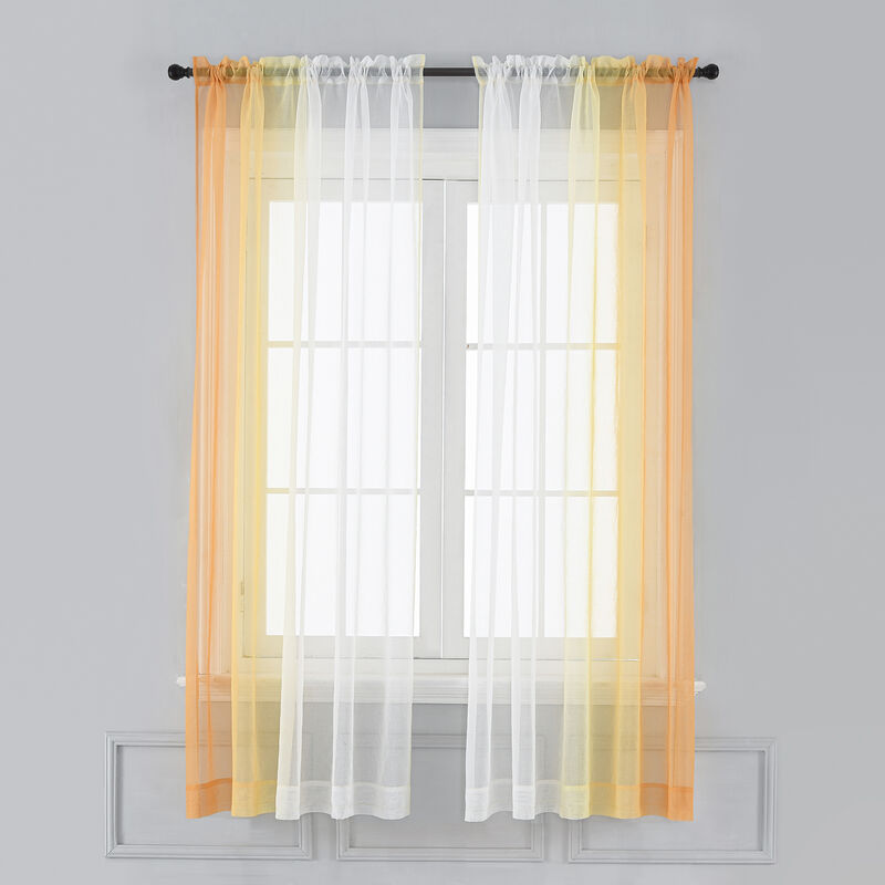 

Cortinas transparentes Ombre - Cortinas de dormitorio y sala de estar con bolsillo de varilla de semi voile degradado de lino sintetico, juego de 2