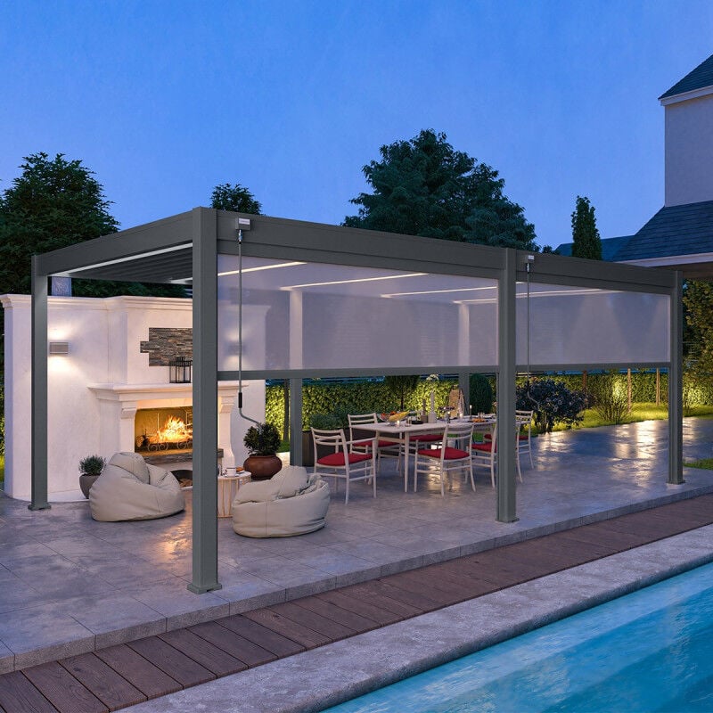 Ombrea - Pergola bioclimatique Ombréa vs autoportante 4x6M - Anthracite