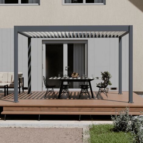 OMBREA Pergola bioclimatique Ombréa autoportante 3x4M - Anthracite/blanc - ELMO