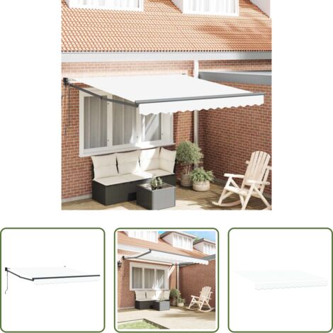 Ombreggiante all'aperto -  Tenda Retrattile Bianco 350 x 250 cm Poliestere e Alluminio