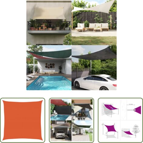 Ombreggiante -  Vela Parasole 160 g/m² Quadrata Arancione 7x7 m in HDPE
