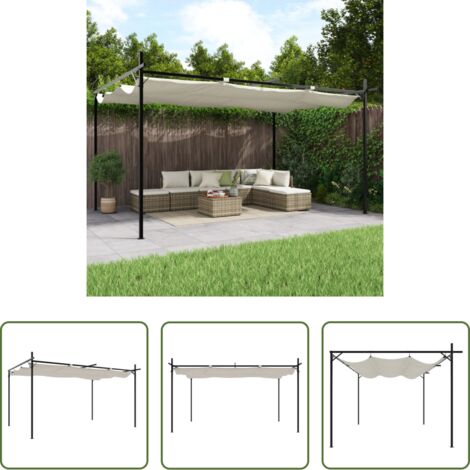 Ombreggiatura all'aperto - Pergola con Tetto Retrattile Crema 395x292x230 cm