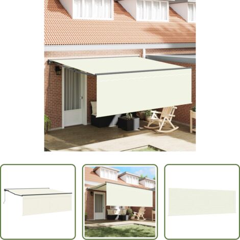 Ombreggiatura all'aperto -  Tenda Retrattile Crema 400 × 300 cm Poliestere e Alluminio