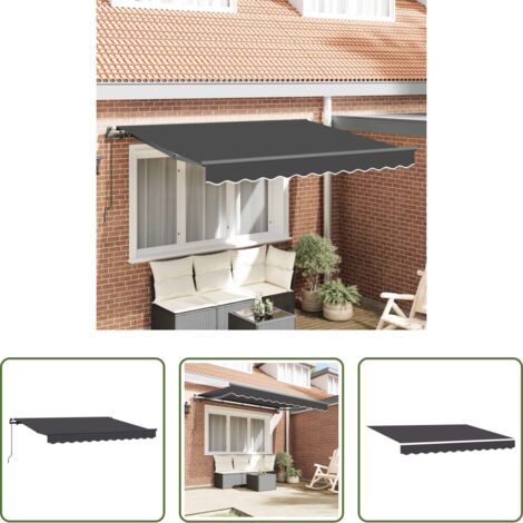 Ombreggiatura esterna -  Tenda Retrattile Antracite 300 x 200 cm Tessuto