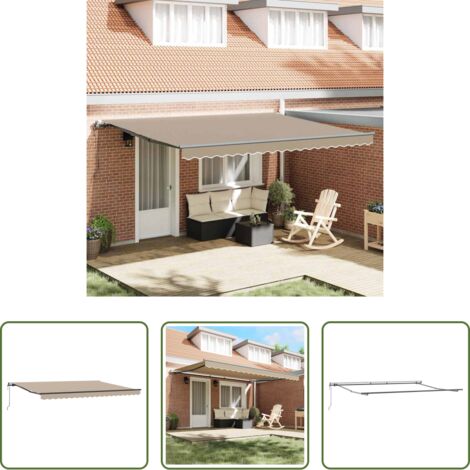 Ombreggiatura esterna -  Tenda Retrattile Beige 450 × 300 cm Tessuto e Alluminio