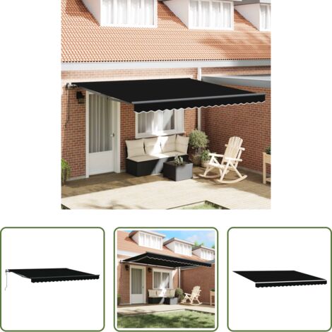Ombreggiatura esterna -  Tenda Retrattile Nero 400 × 300 cm Tessuto e Alluminio