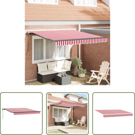 Ombreggiatura esterna -  Tenda Retrattile Rosso e Bianco 350 x 250 cm