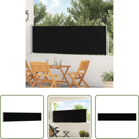 Ombreggiatura - Tenda Laterale Retrattile per Patio 100x500 cm Nera