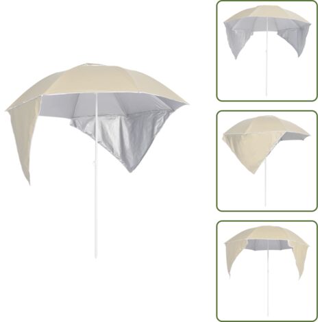 Ombreggiatura - vidaXL Ombrellone da Spiaggia con Teli Laterali Sabbia 215 cm - Poliestere