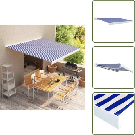 Ombreggiatura - vidaXL Tenda a Cassonetto Motorizzata 350x250 cm Blu e Bianco - Tenda motorizzata