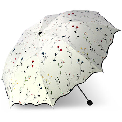 Ombrelle Anti UV Parapluies Pliants Dames Ombrelle Femme Pliant été Sun Proof Triple UV Protection Begonia Parasols de Parapluies pour Femmes (Beige)