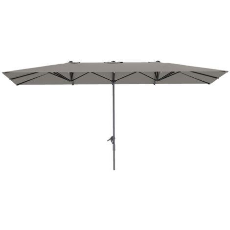 Ombrelle avec manivelle, dimensions : 451 x 264 cm. Protection contre les rayons UV de niveau 50+. Ombrelle résistante au vent. Ombrelle en aluminium. Ombrelle idéale pour balcons et terrasses. Couleu