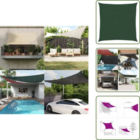 Ombrelli per giardino - vidaXL Vela Parasole 160 g/m² Verde Scuro 2,5x2,5 m in HDPE - Ombrelli per terrazza