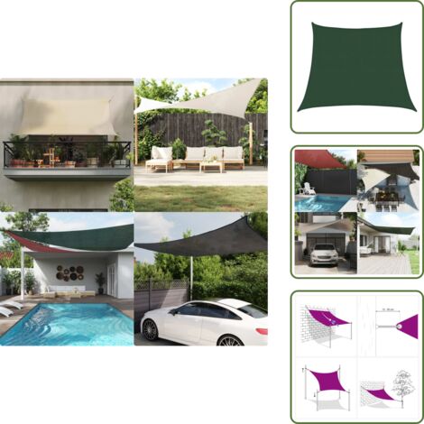 Ombrelli per giardino - vidaXL Vela Parasole 160 g/m² Verde Scuro 3/4x3 m in HDPE - Ombrelli per terrazza
