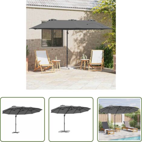 Ombrello balcone -  Ombrellone Antracite 372 x 198 x 243 cm Poliestere e Alluminio