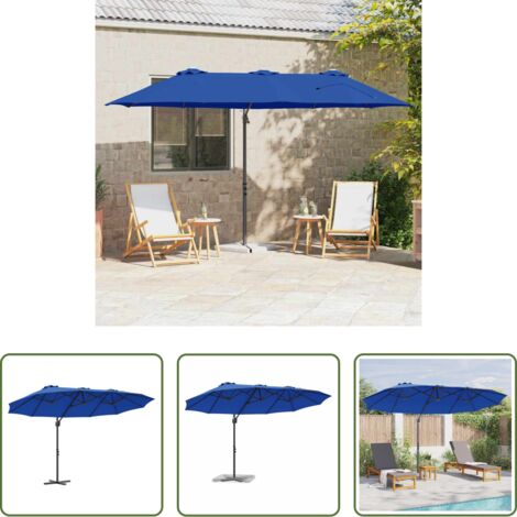 Ombrello balcone -  Ombrellone Azzurro 372 x 198 x 243 cm Poliestere e Alluminio