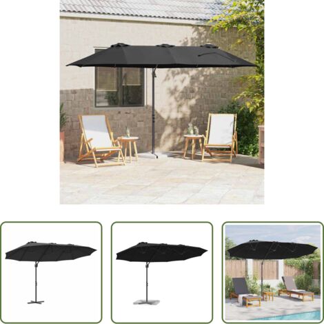 Ombrello balcone -  Ombrellone Nero 372 x 198 x 243 cm Poliestere e Alluminio