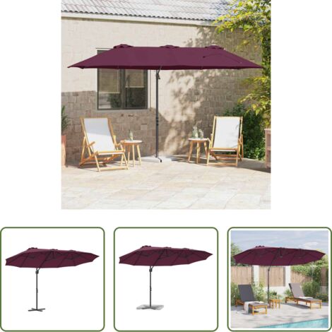 Ombrello balcone -  Ombrellone Rosso Bordeaux 372 x 198 x 243 cm