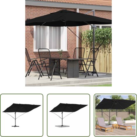 Ombrello esterno -  Ombrellone Nero 351 x 250 x 260 cm Poliestere e Alluminio